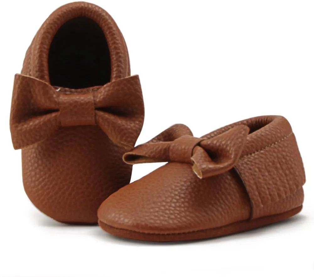 OOSAKU Infant Toddler Baby Soft Sole PU Leather Bowknots Shoes
