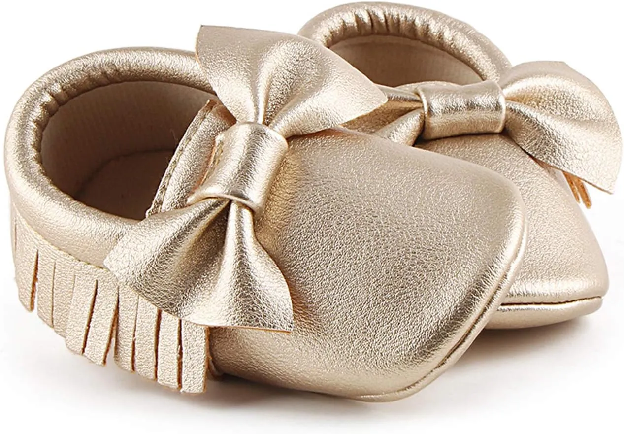 OOSAKU Infant Toddler Baby Soft Sole PU Leather Bowknots Shoes
