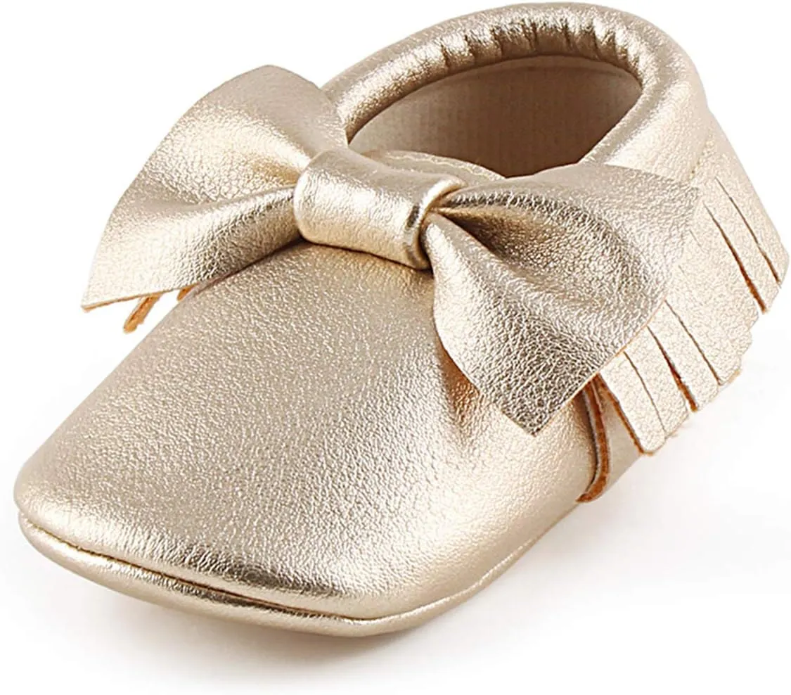 OOSAKU Infant Toddler Baby Soft Sole PU Leather Bowknots Shoes