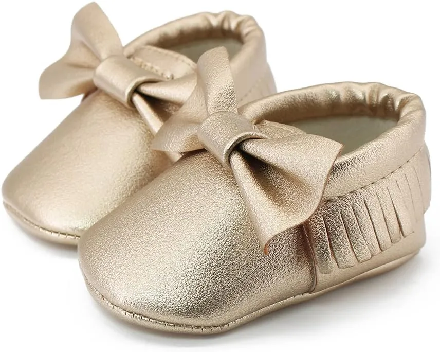 OOSAKU Infant Toddler Baby Soft Sole PU Leather Bowknots Shoes