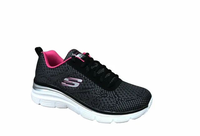 Airflow Channel Soles Enhanced Airflow Design Skechers scarpa sneakers da donna Fashion Fit Bold Boundaries 12719 BKHP nero rosa