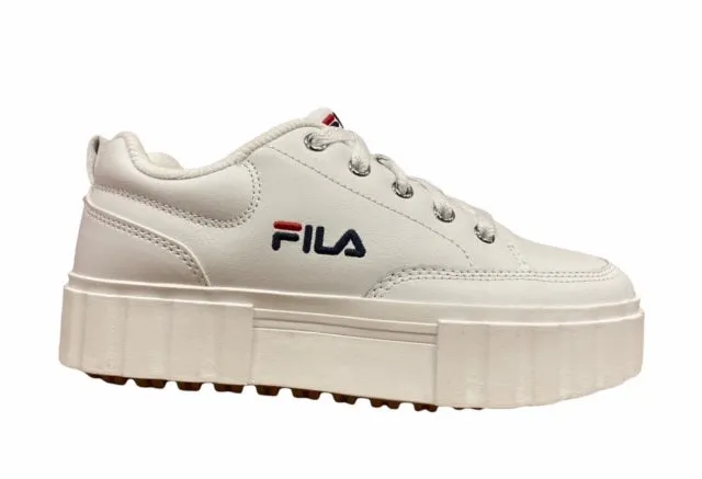 Fila scarpa sneakers in pelle con zeppa da donna Sandblast  1011035.1FG bianco Energy Cell Midsole Anatomical Footbed Shape