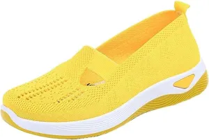 Orthopedic Walking Shoes for Women Woven Breathable Arch Support Soft Sole Shoe Mesh Slip On Diabetic Sneakers