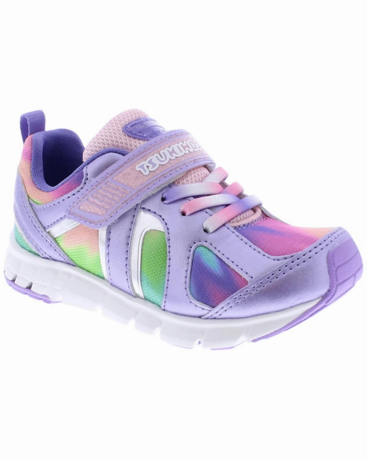 Responsive Bounce Foam Walk Commute Girl's Rainbow Sneakers In Lavender- Multi