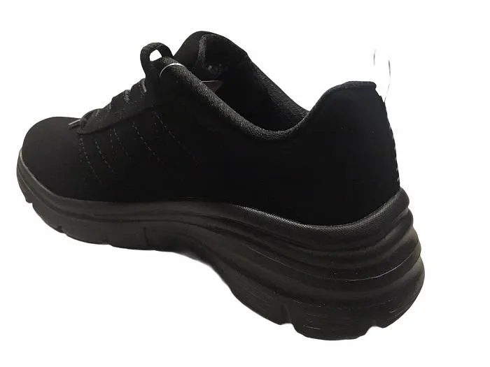 toe box shoes ground - feel - feature shoes Skechers scarpa sneakers da donna Fashion Fit True Feels 88888366 BBK nero