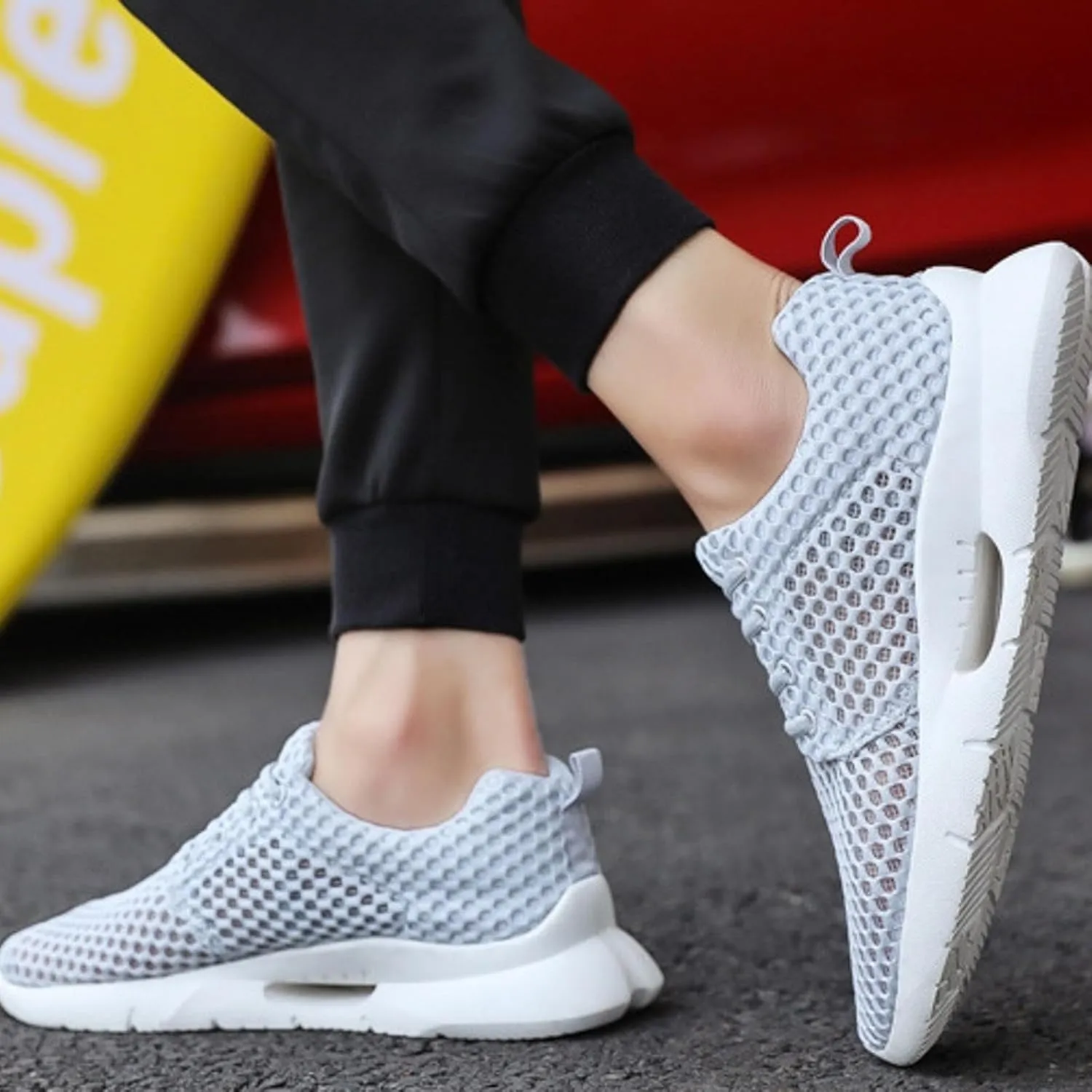 Outdoor Jogging Sneaker for Men Lightweight Breathable Walking Shoe Gym Tennis Hook and Loop Orthopedic Sneakers