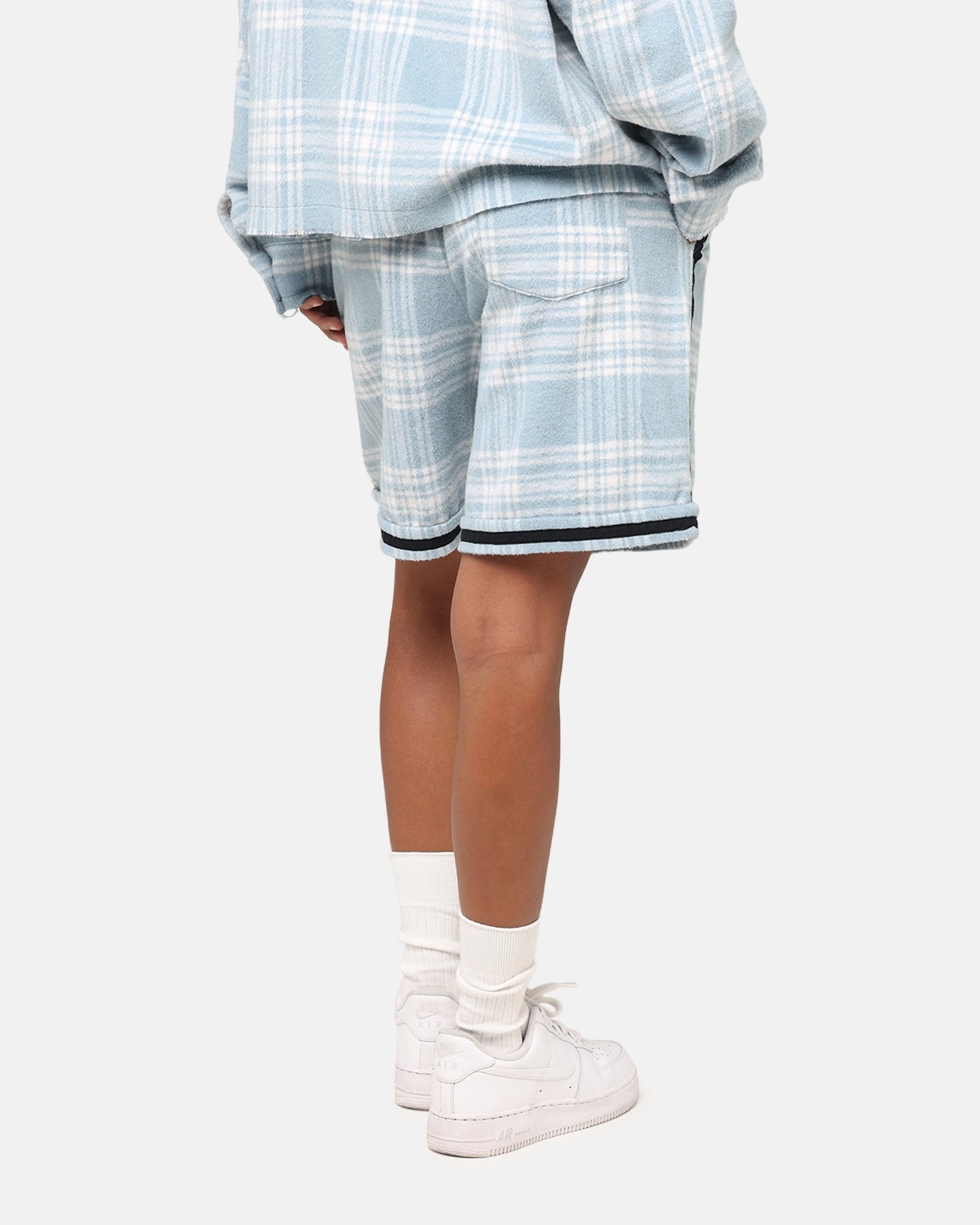 XXIII Plaid Ball Shorts Blue Cozy Stretch Packable Fit