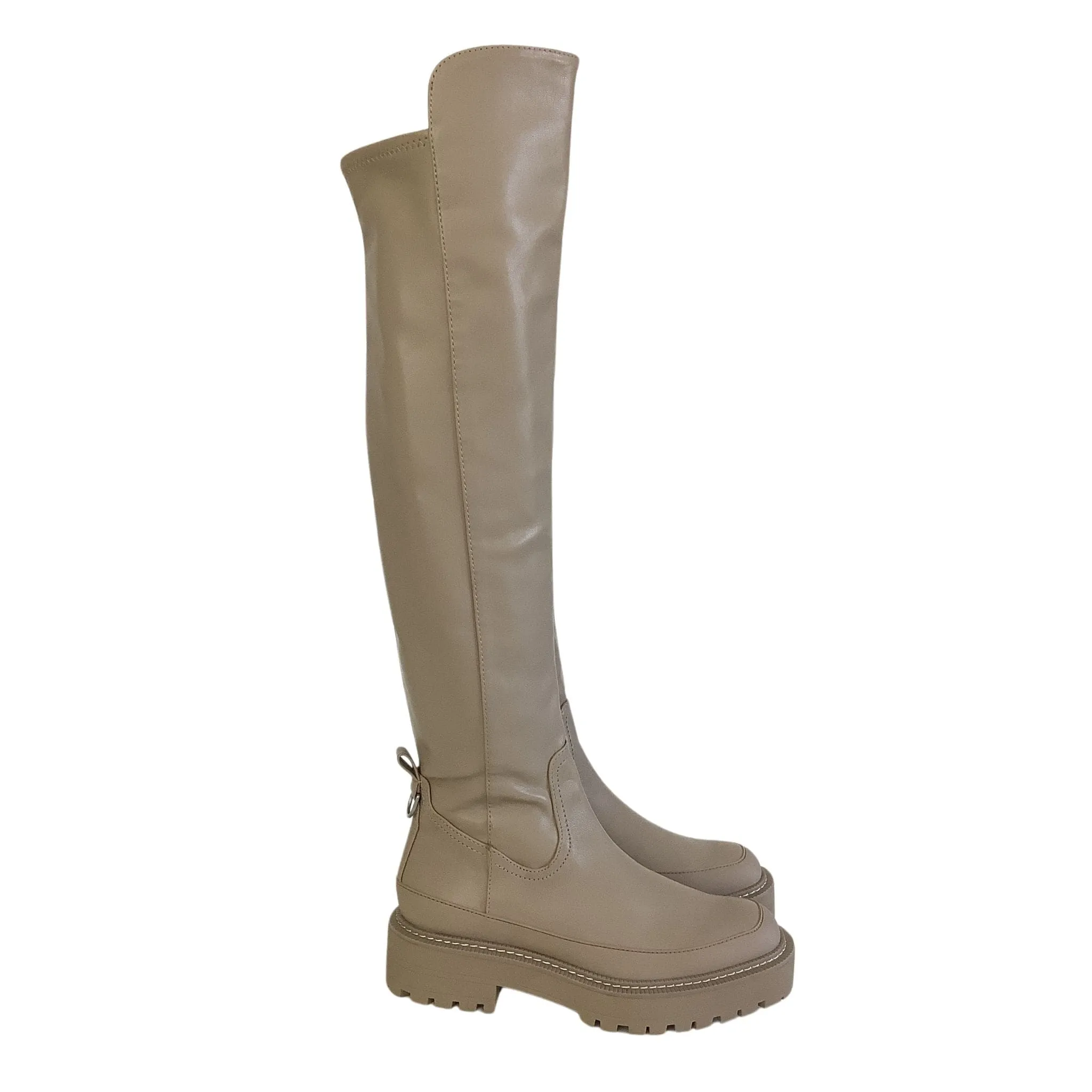 Over Knee Lug Sole Boots