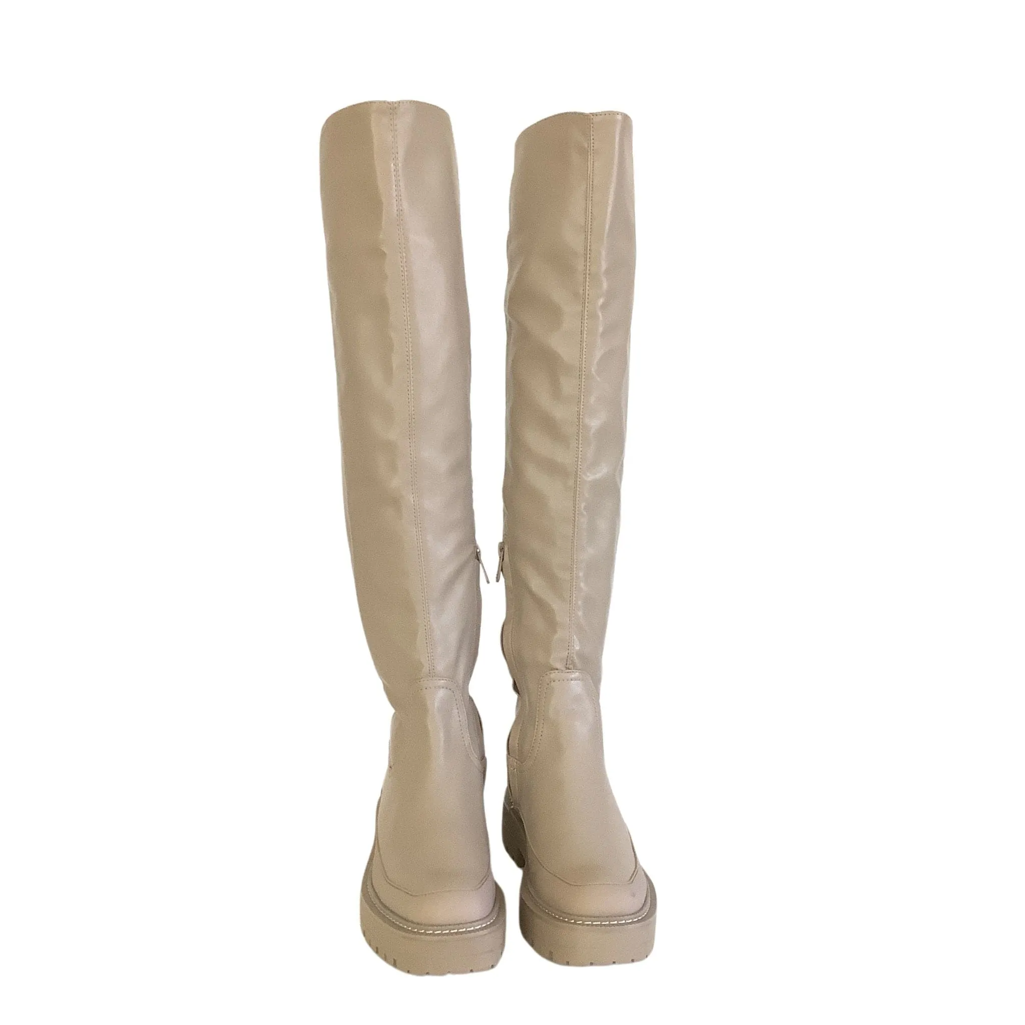 Over Knee Lug Sole Boots
