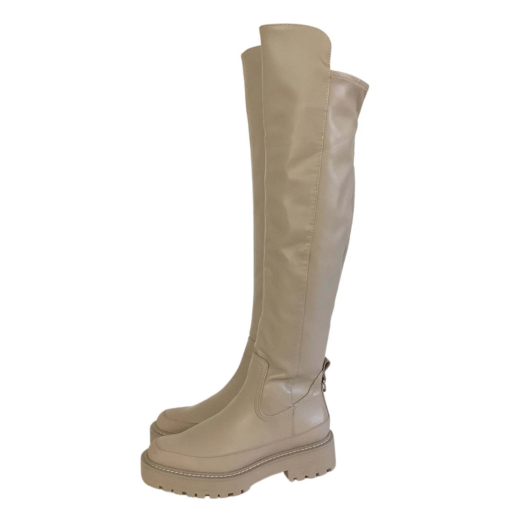 Over Knee Lug Sole Boots