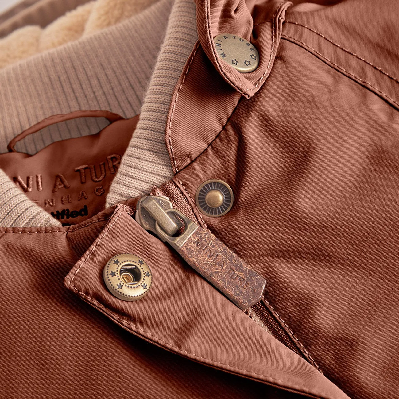 Mini A ture Rootbeer brown Wang Fleece Winter Jacket Windproof Construction