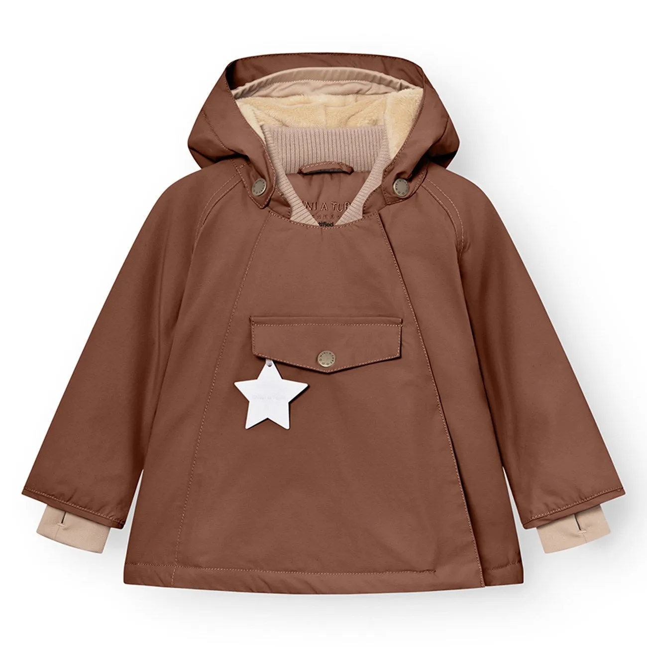 Mini A ture Rootbeer brown Wang Fleece Winter Jacket Stretchable Panels