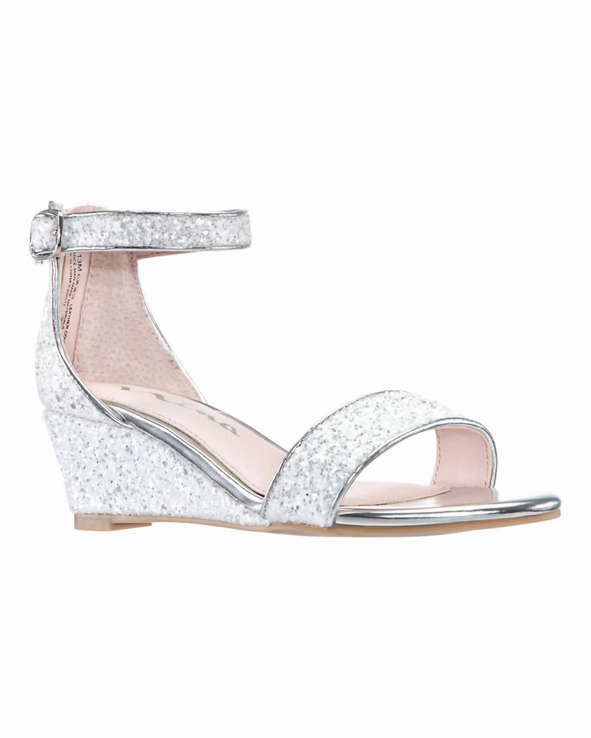 Clean Stitching Pure Fit Girl's Kristina Sandal In White Chunky Glitter