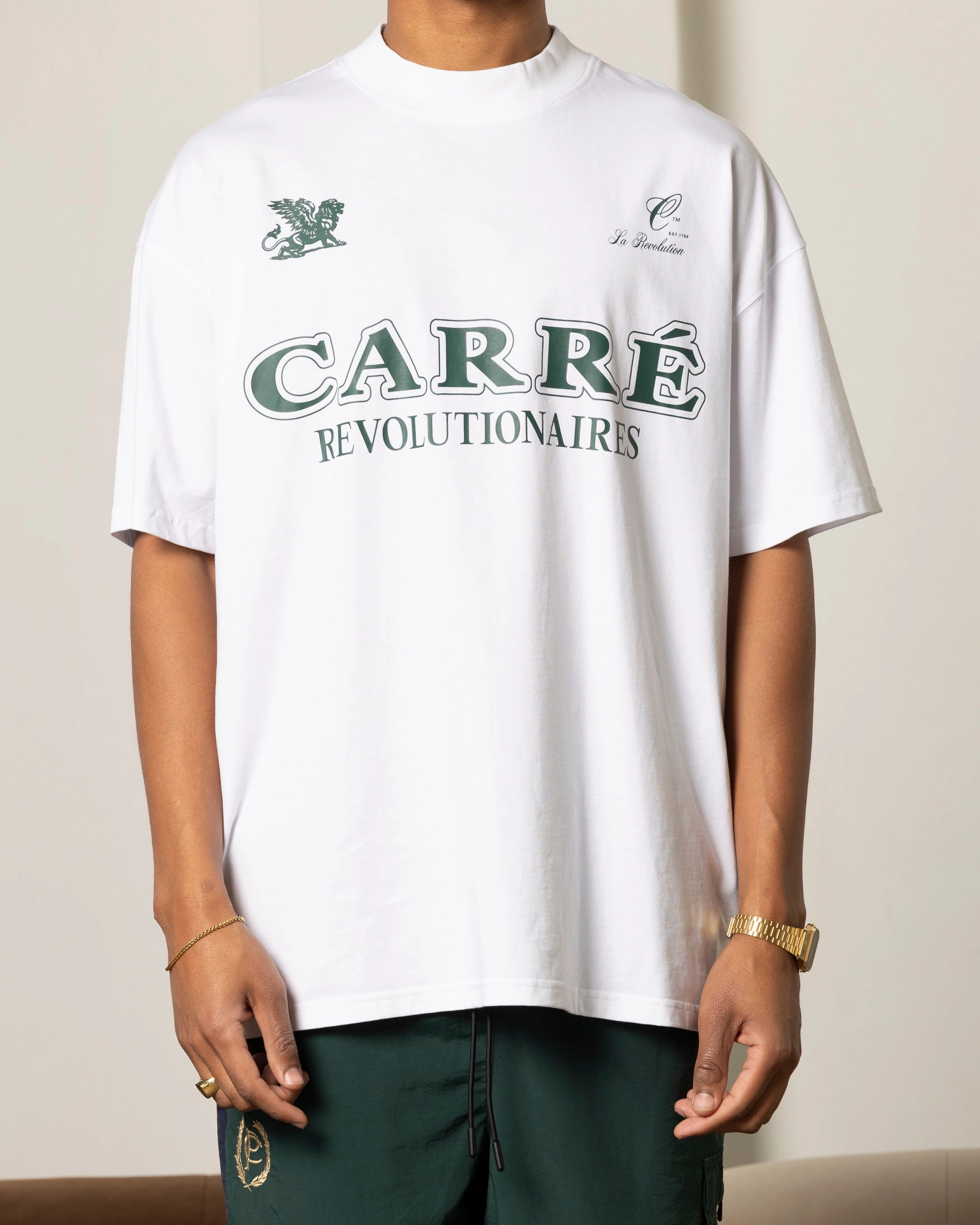 LowImpactDye EcoFriendlyMaterial Carre Formula Oversized T-Shirt White