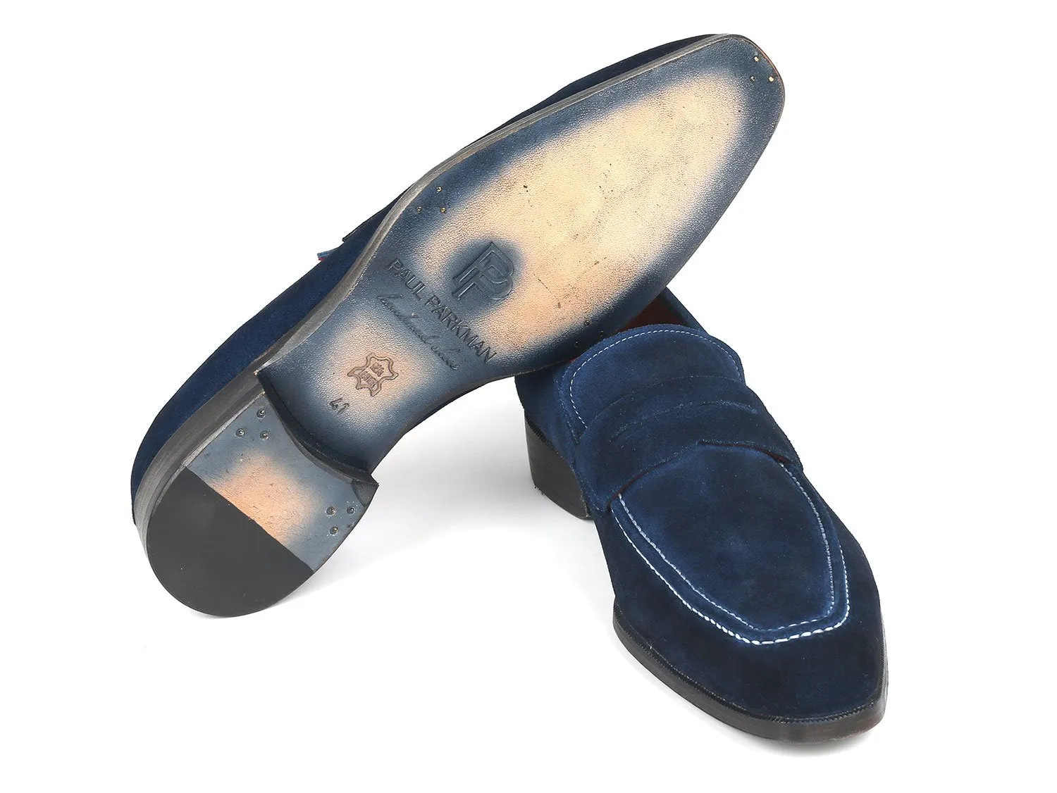Paul Parkman Men's Suede Penny Loafers, Navy