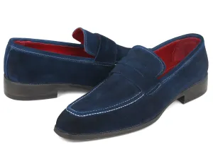 Paul Parkman Men's Suede Penny Loafers, Navy