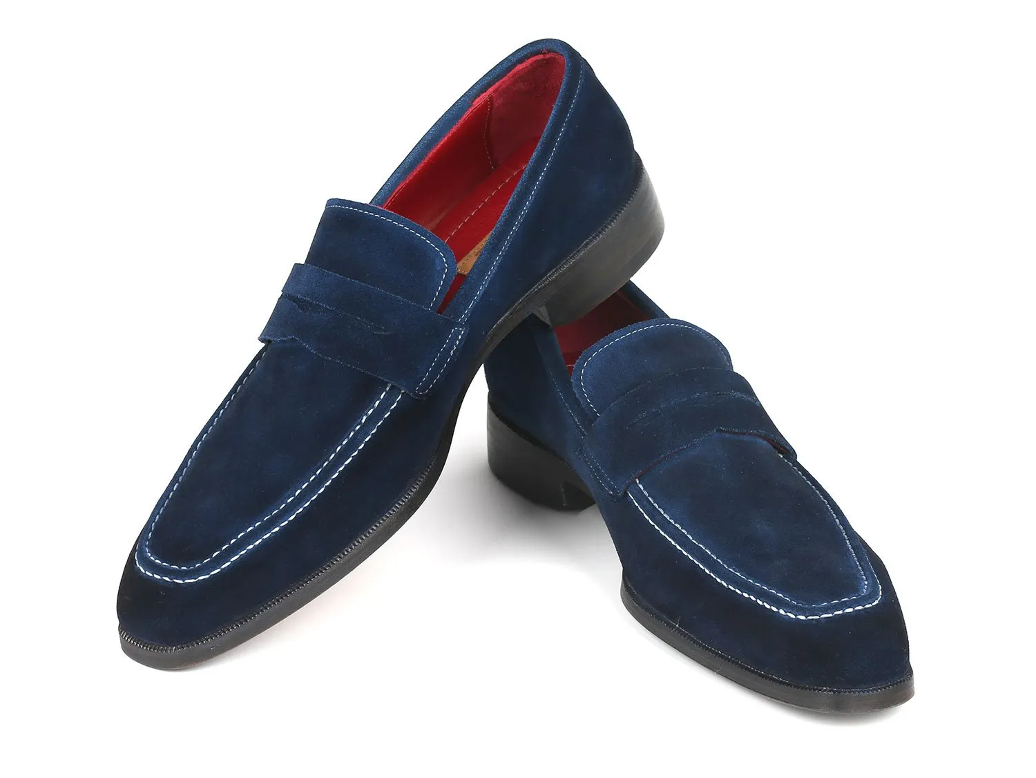 Paul Parkman Men's Suede Penny Loafers, Navy