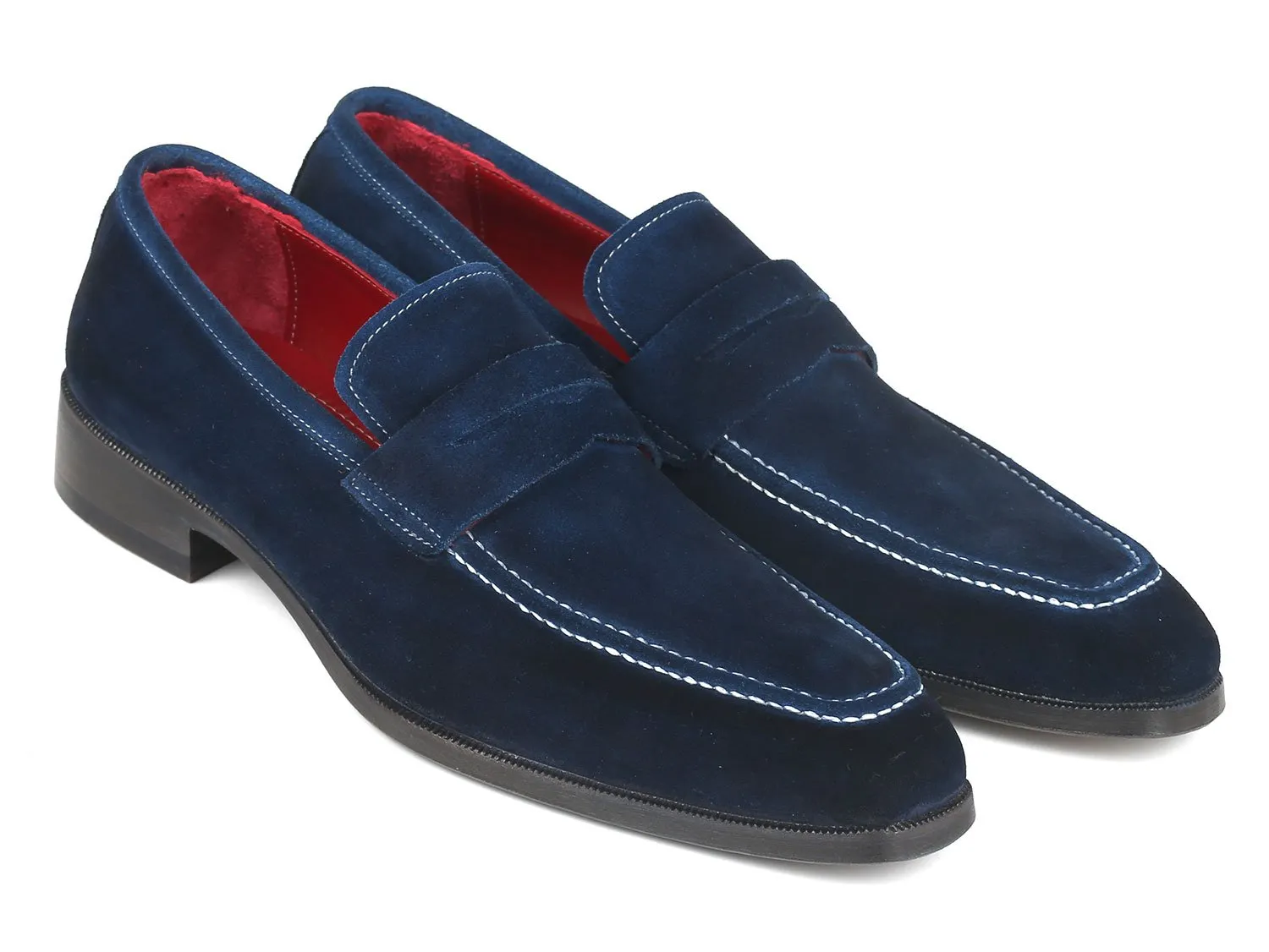 Paul Parkman Men's Suede Penny Loafers, Navy
