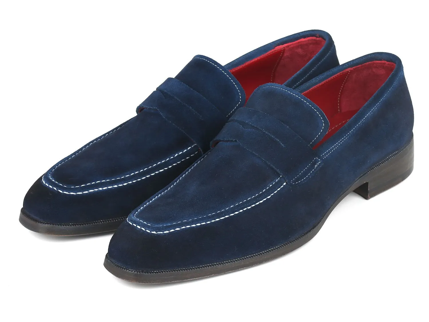 Paul Parkman Men's Suede Penny Loafers, Navy