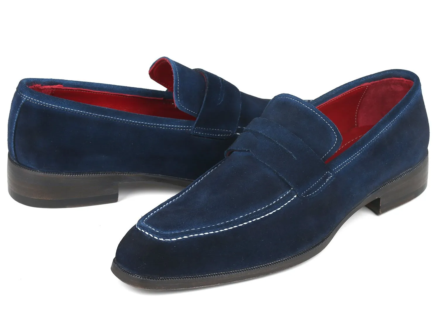 Paul Parkman Men's Suede Penny Loafers, Navy