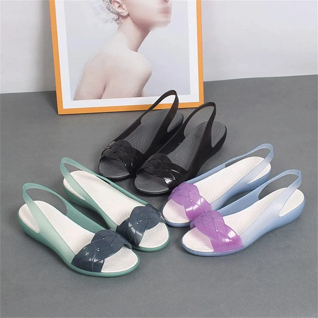 Peep Toe Sandales Women's Low-Cut Platform Shoes Sandals Roman Wedge Platform Crystal Shoes Beach Shoes(D,38 Code)