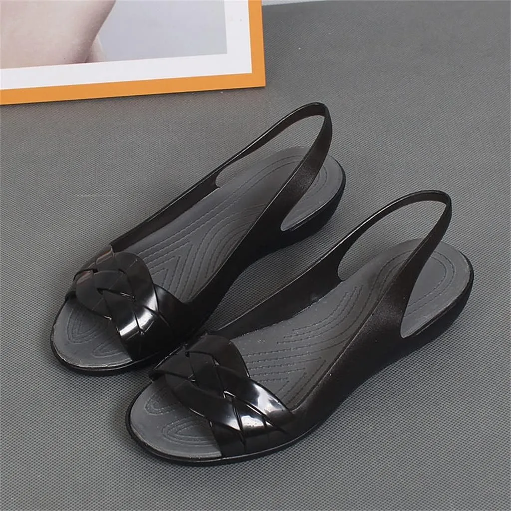 Peep Toe Sandales Women's Low-Cut Platform Shoes Sandals Roman Wedge Platform Crystal Shoes Beach Shoes(D,38 Code)