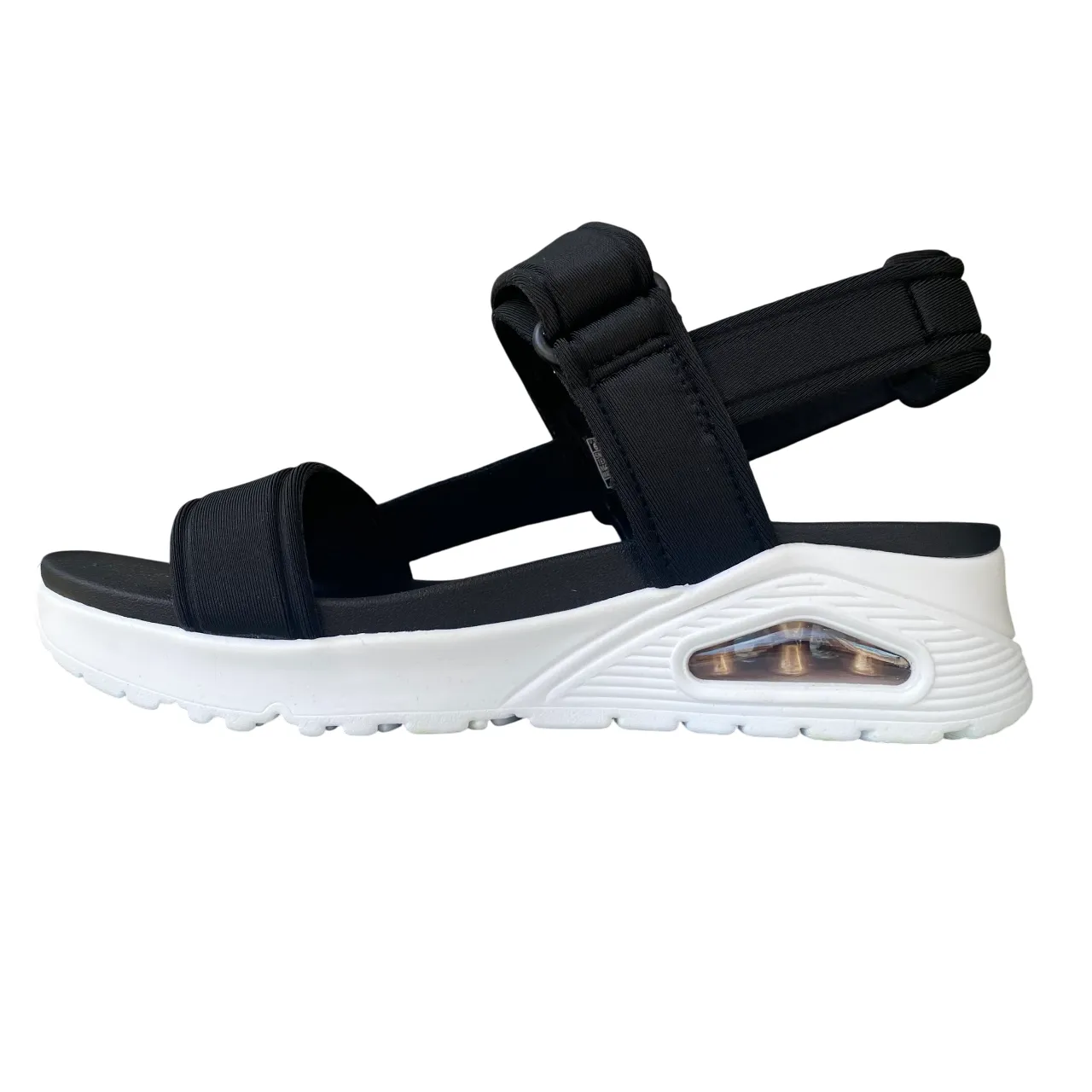 Low Profile Footbed Skechers Sandali Uno Summer Stand2 Neri Donna 119813 - Vegan