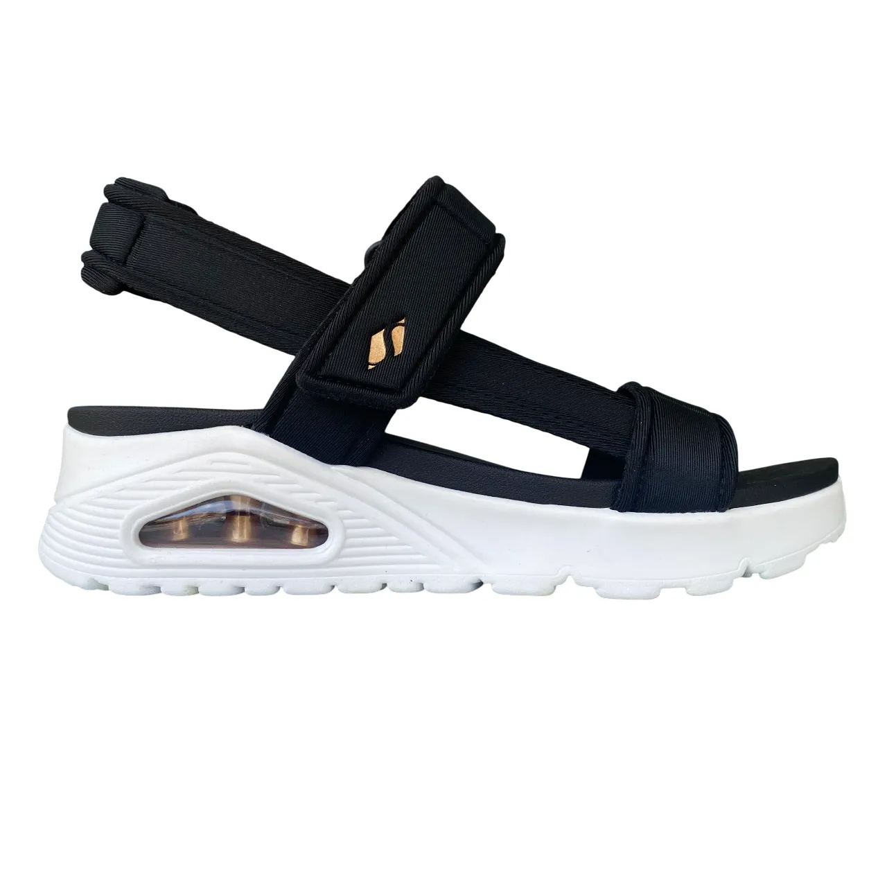 Versatile Footwear Relaxing Skechers Sandali Uno Summer Stand2 Neri Donna 119813 - Vegan