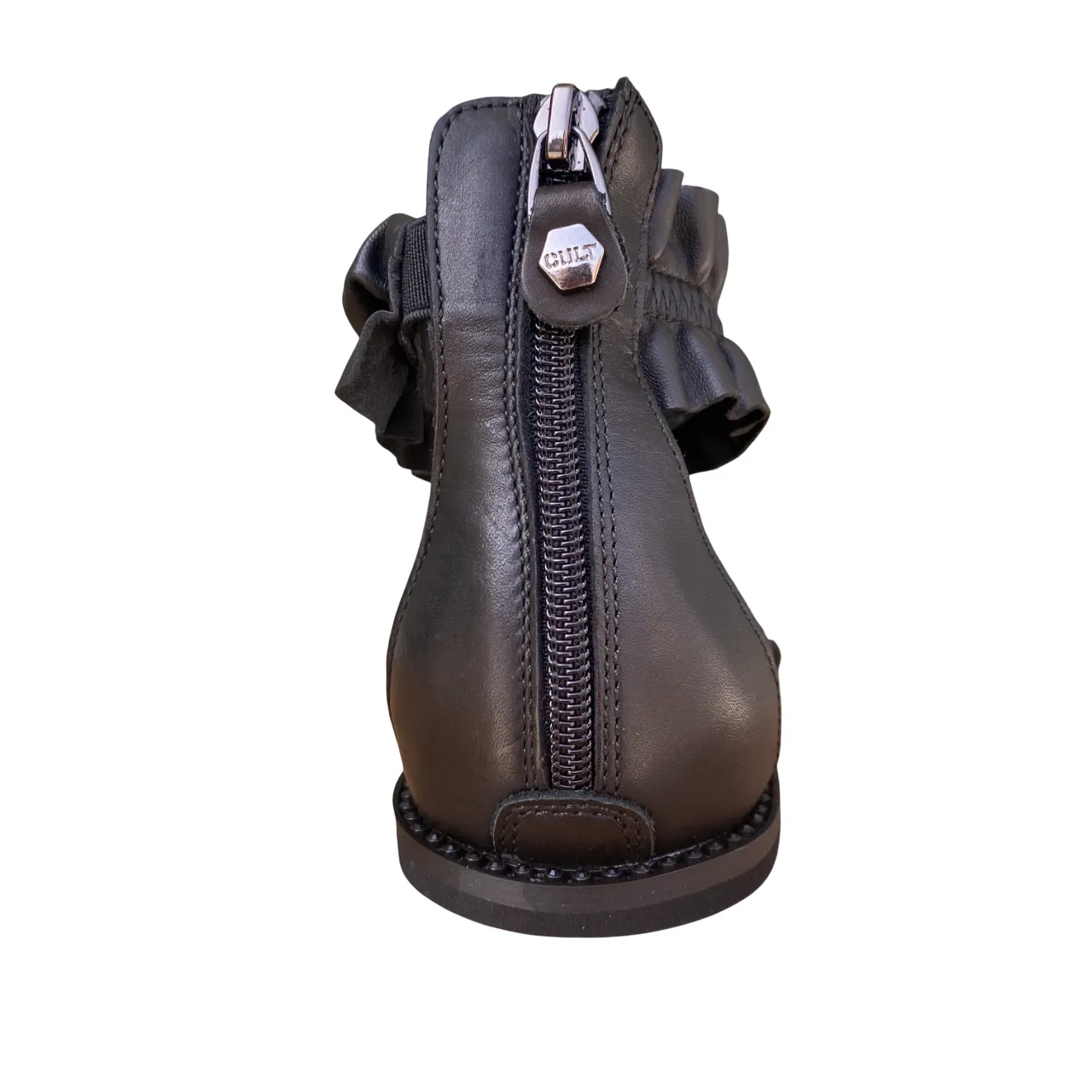 Cult sandalo flat da donna con fascia rouche alla caviglia Roshelle 4495 nero Contoured Footbed