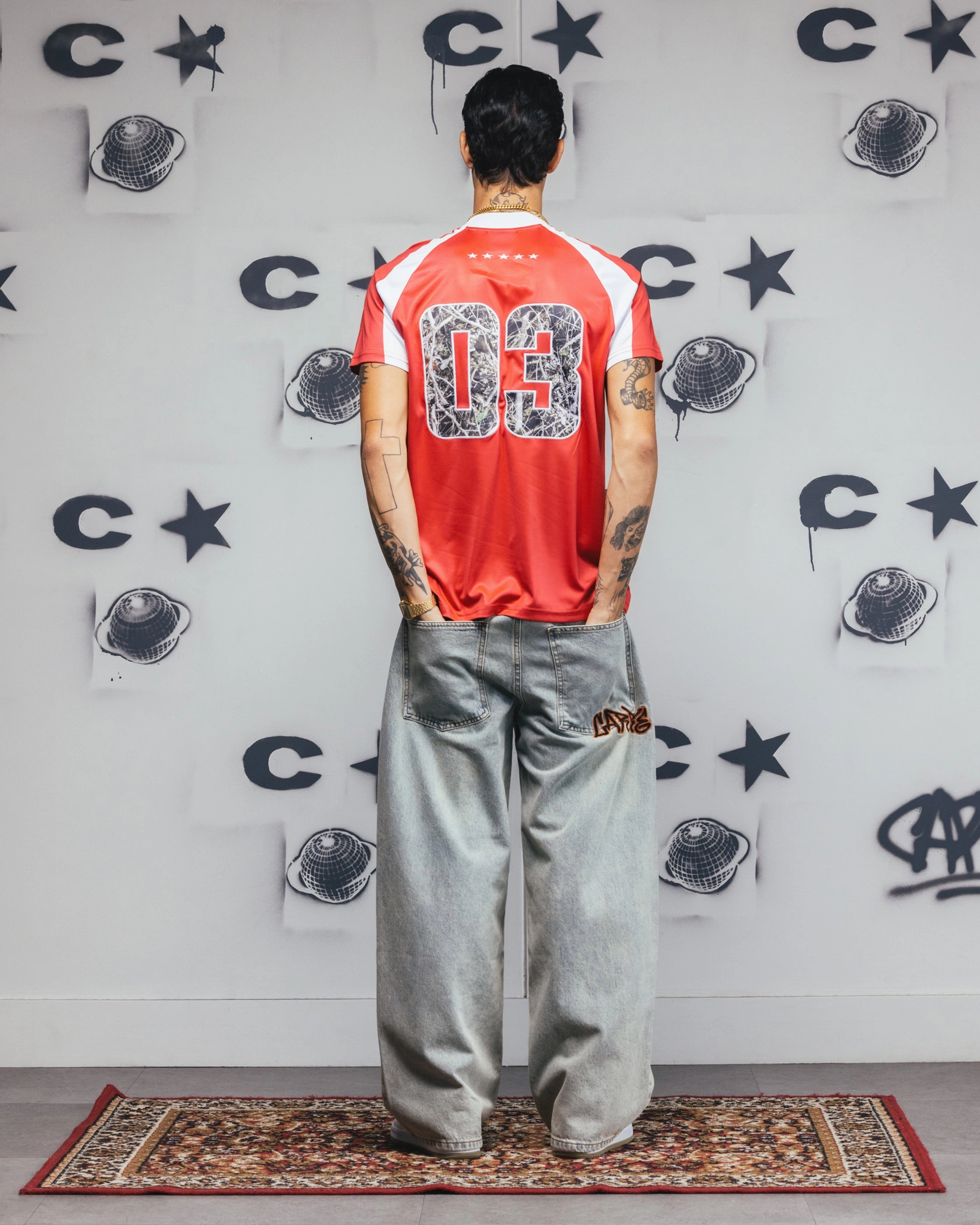 Strong Fabric Dry Support Carre Striker Jersey T-Shirt Red/White