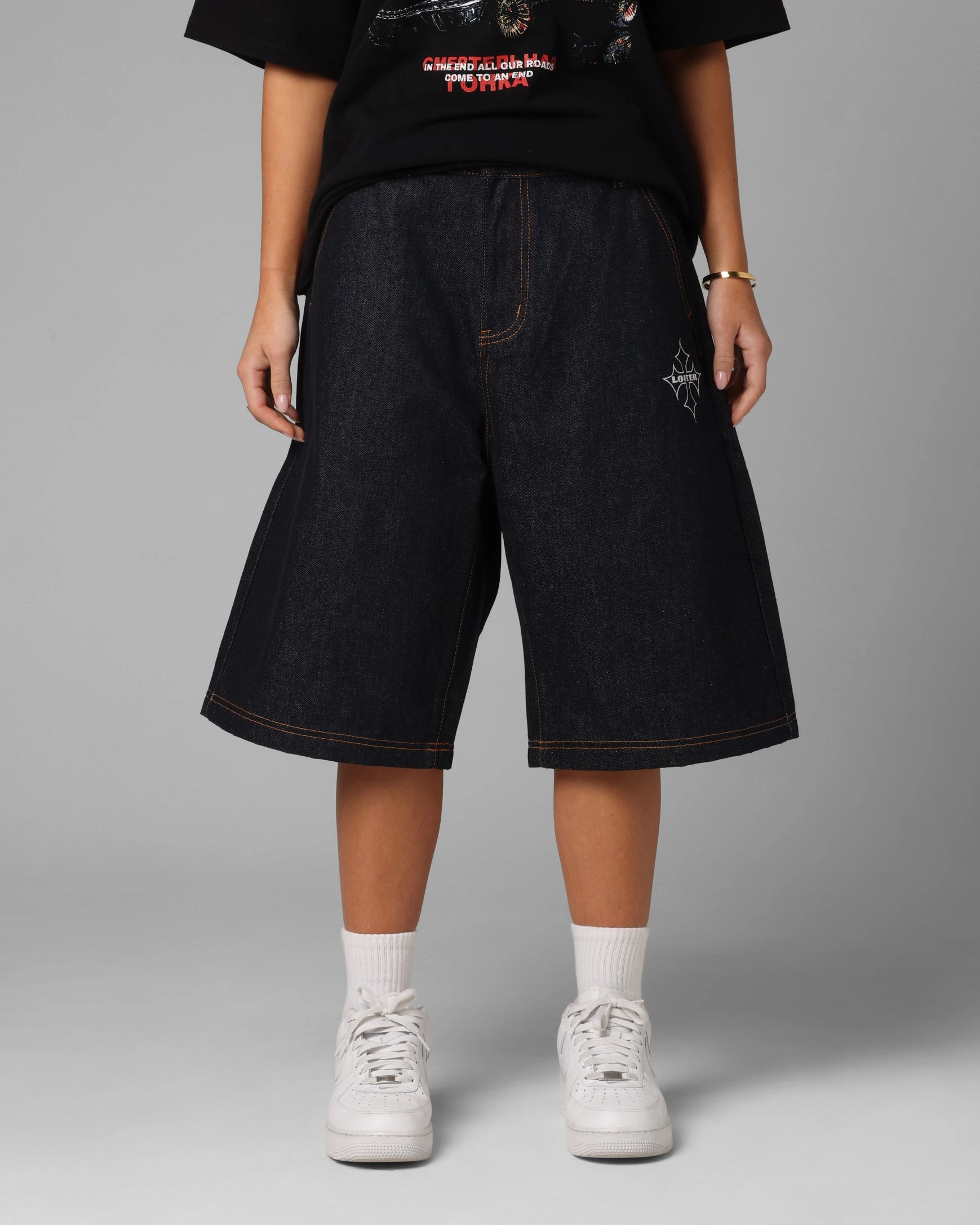 Durable Hem Loiter F-16 Denim Jorts Indigo