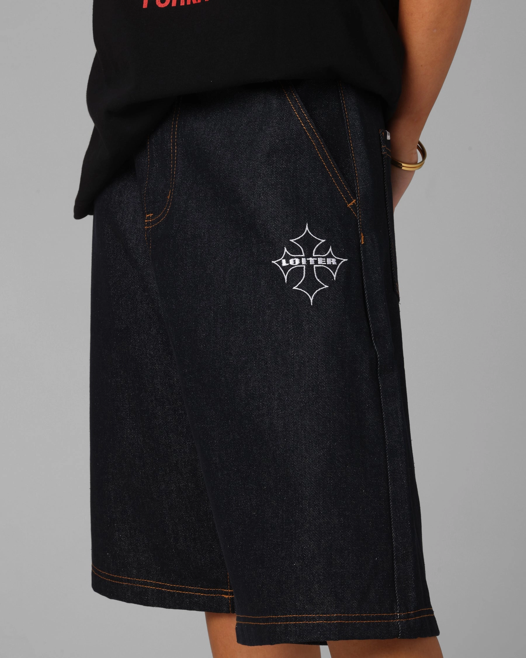 Side zipper Loiter F-16 Denim Jorts Indigo