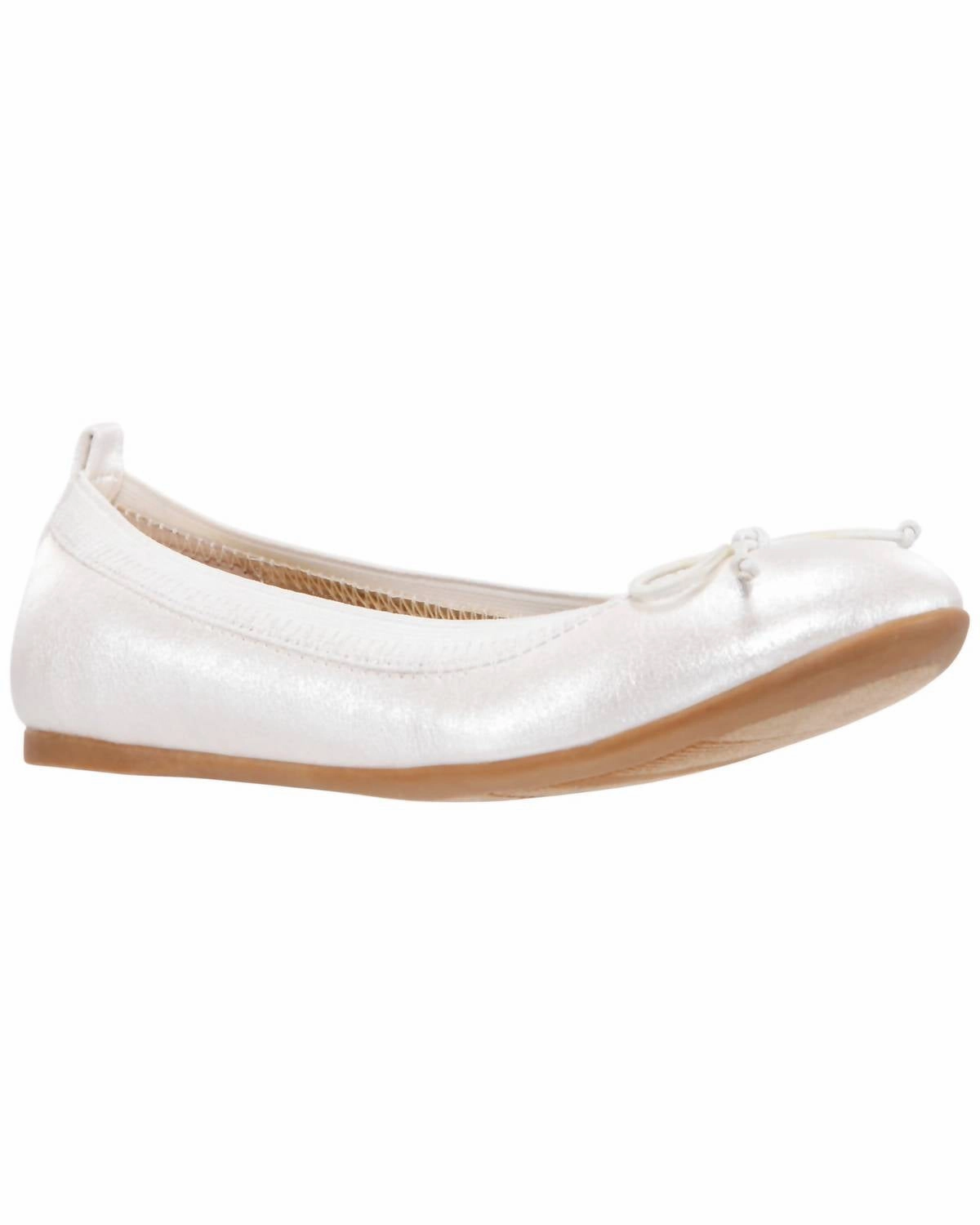 Trendy Appearance Slip Choice Girl's Esther Strap Flats In Ivory Pearlized
