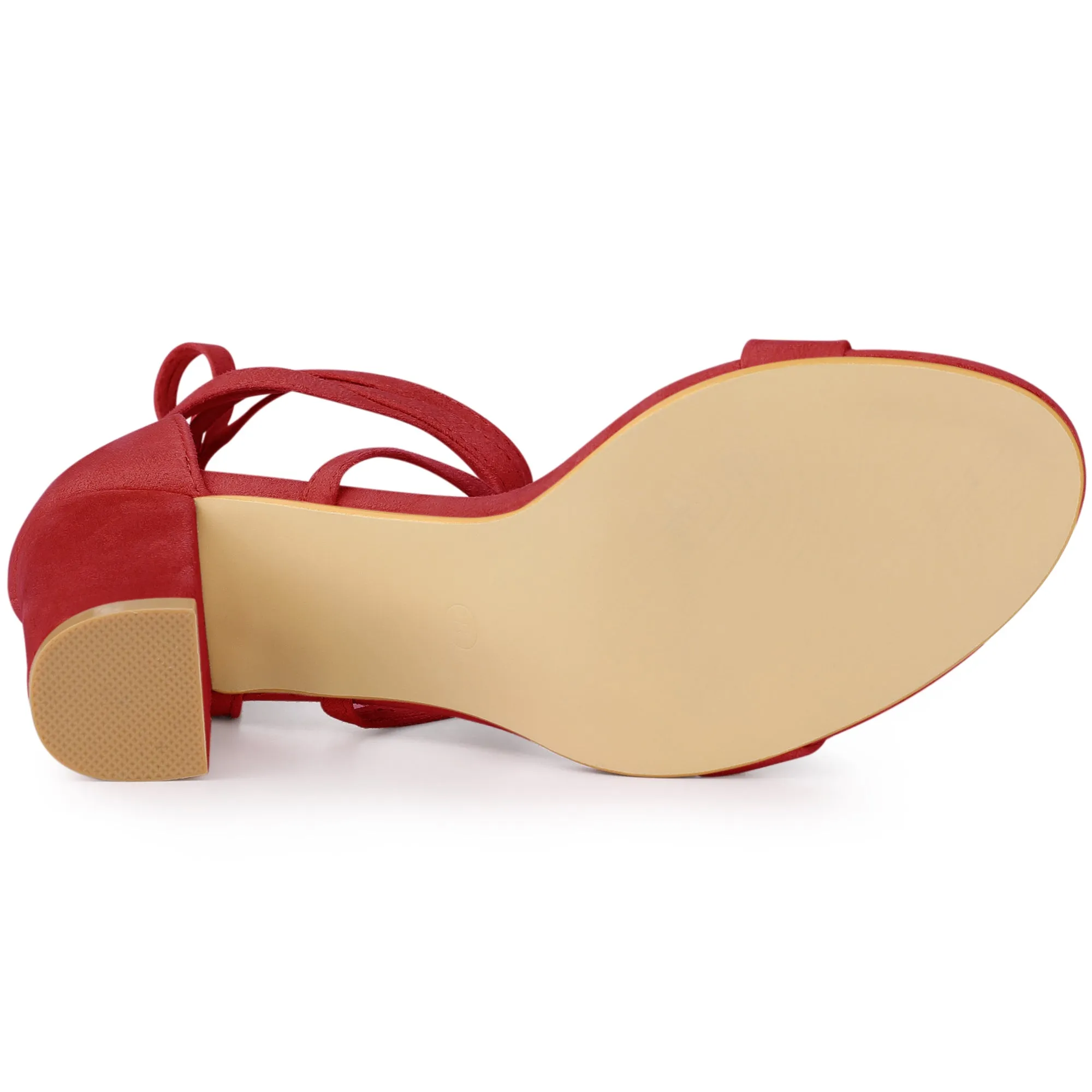 Perphy Women's Open Toe Lace Tie Up Chunky Heeled Sandals