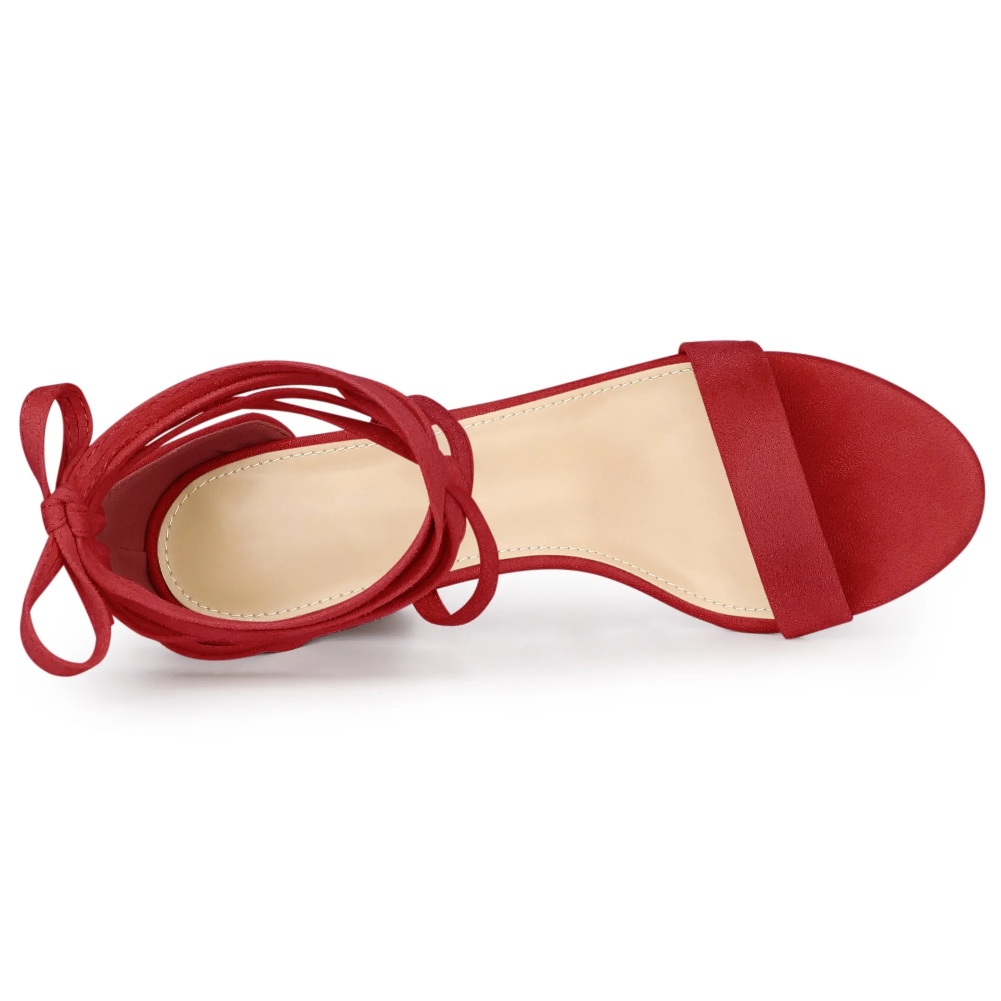 Perphy Women's Open Toe Lace Tie Up Chunky Heeled Sandals