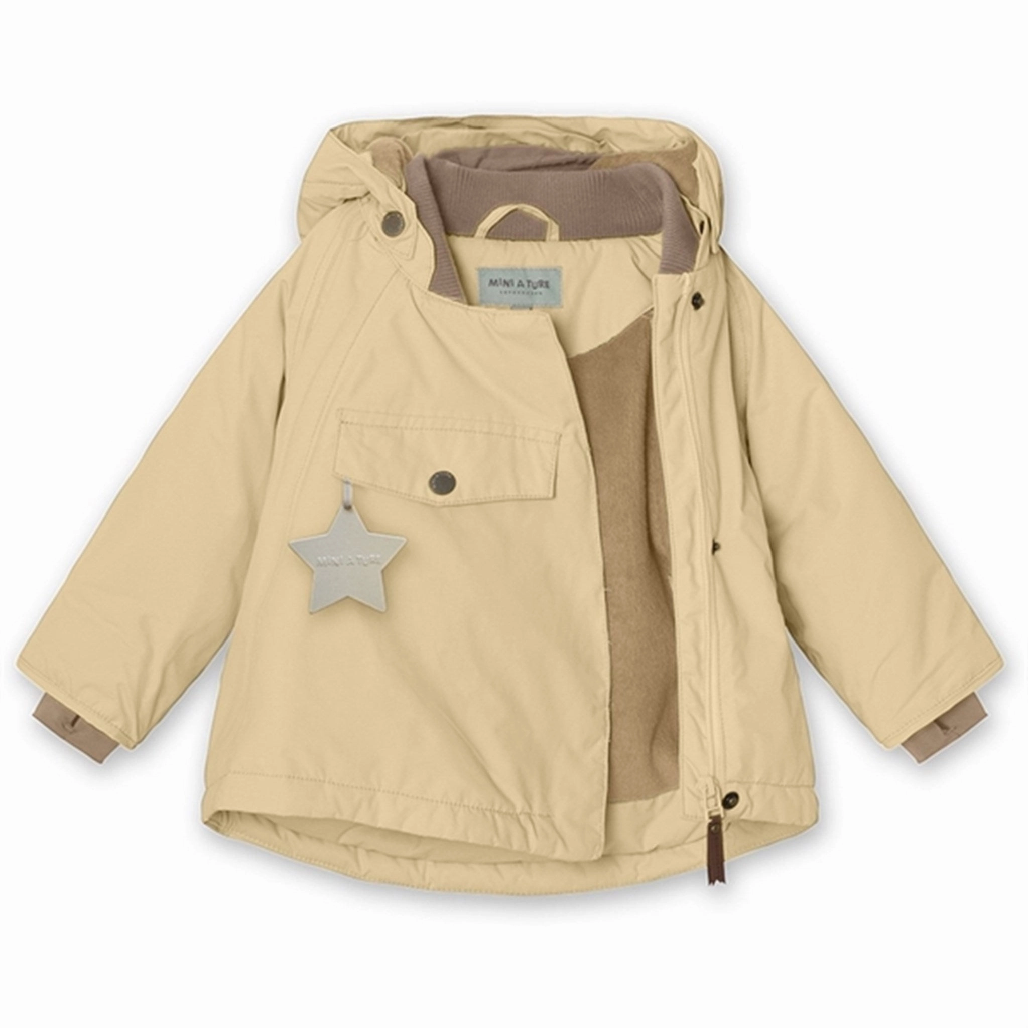 Belted Style WrinkleFreeFinish MINI A TURE Wang Fleece Winter Jacket Semolina Sand