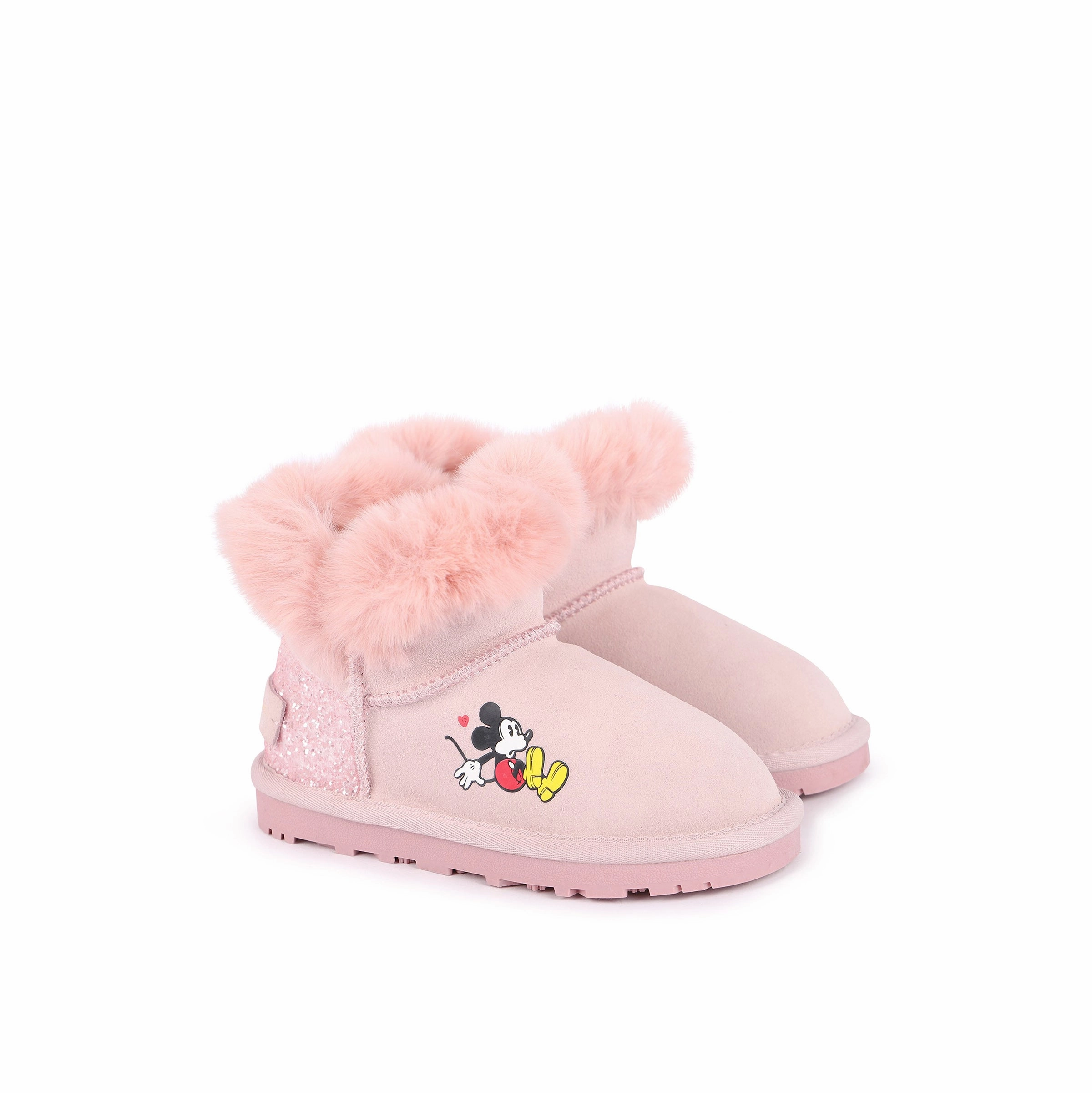 Pink Mickey Faux Fur Boots Tailored Design