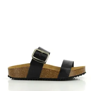 Plakton 343004 Black Leather Two Strap Sandals
