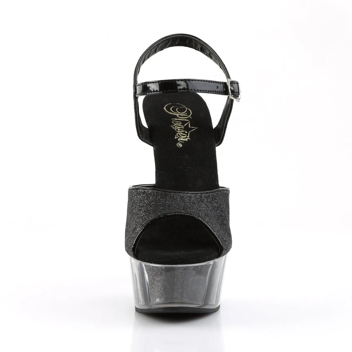 Platform Ankle Strap Black or Silver Glitter Sandal Shoe DELIGHT-609-5G