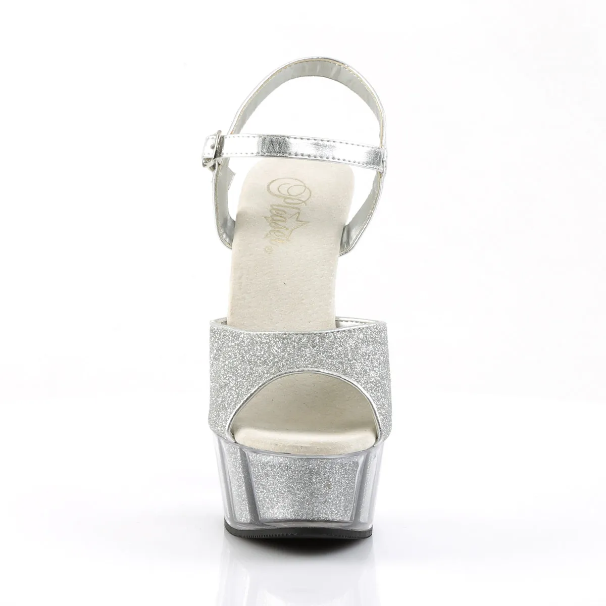 Platform Ankle Strap Black or Silver Glitter Sandal Shoe DELIGHT-609-5G