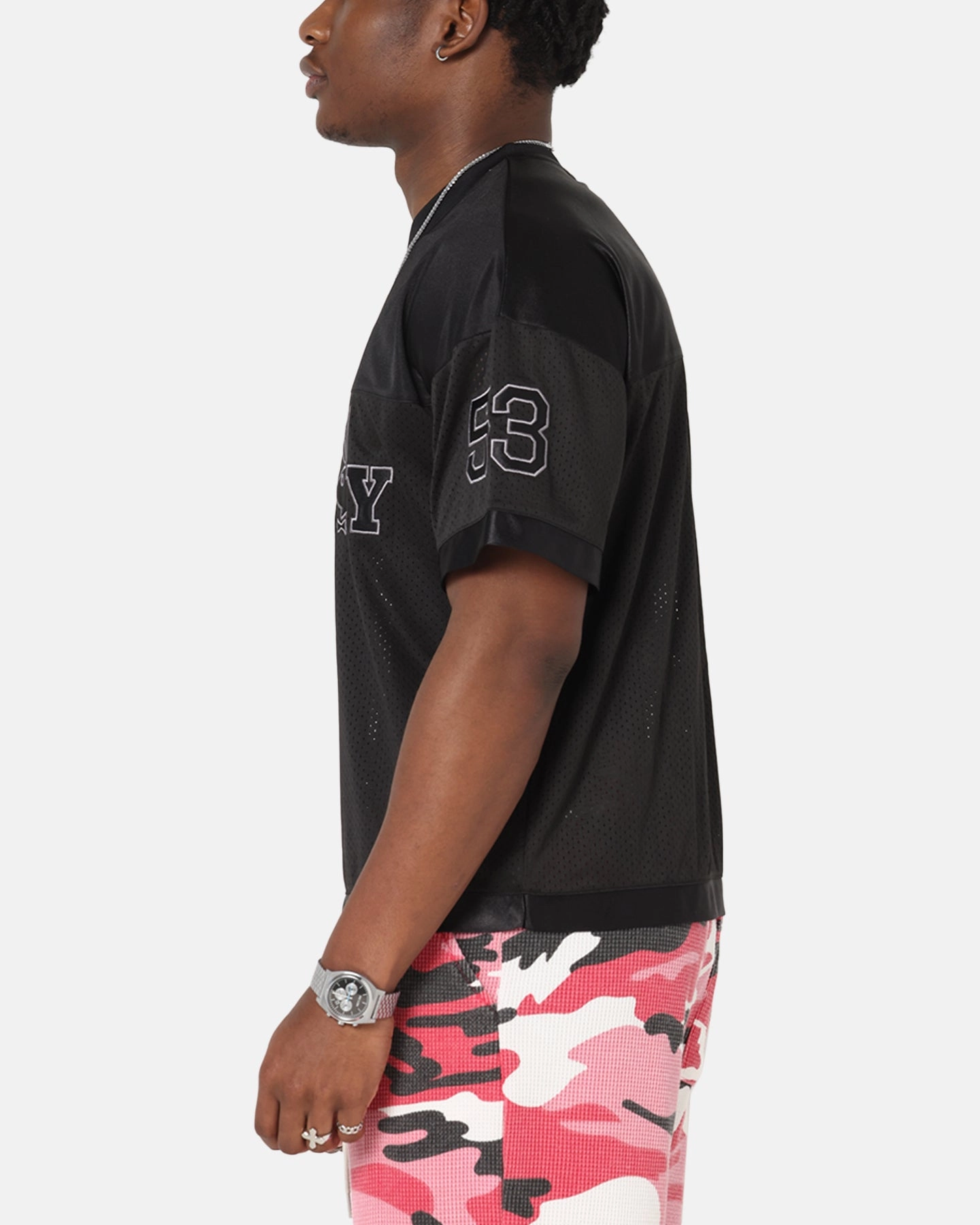Playboy Boxy Football Jersey Black Wicking Interior Layer Stretch performance