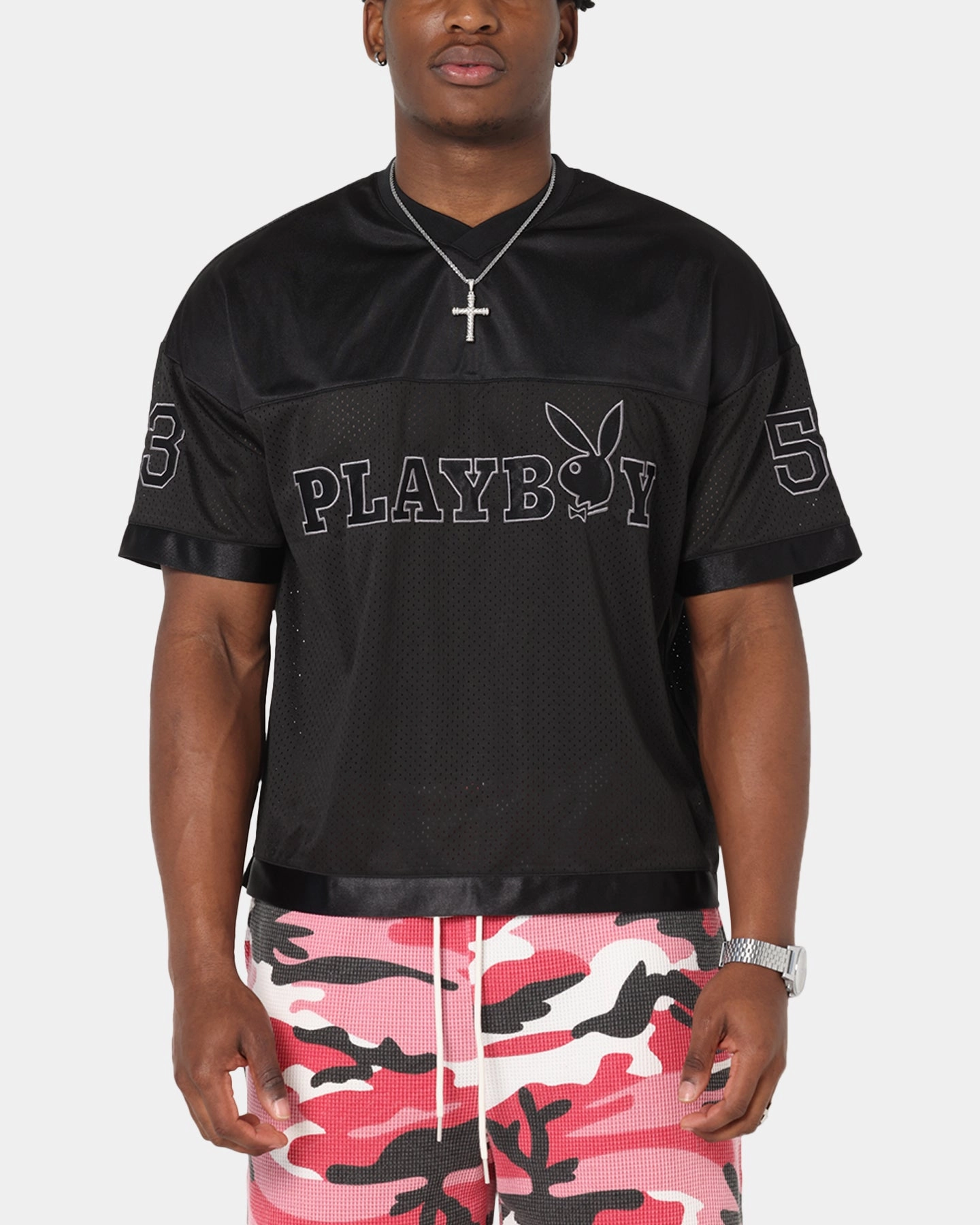 Cross Fiber Engineering Playboy Boxy Football Jersey Black