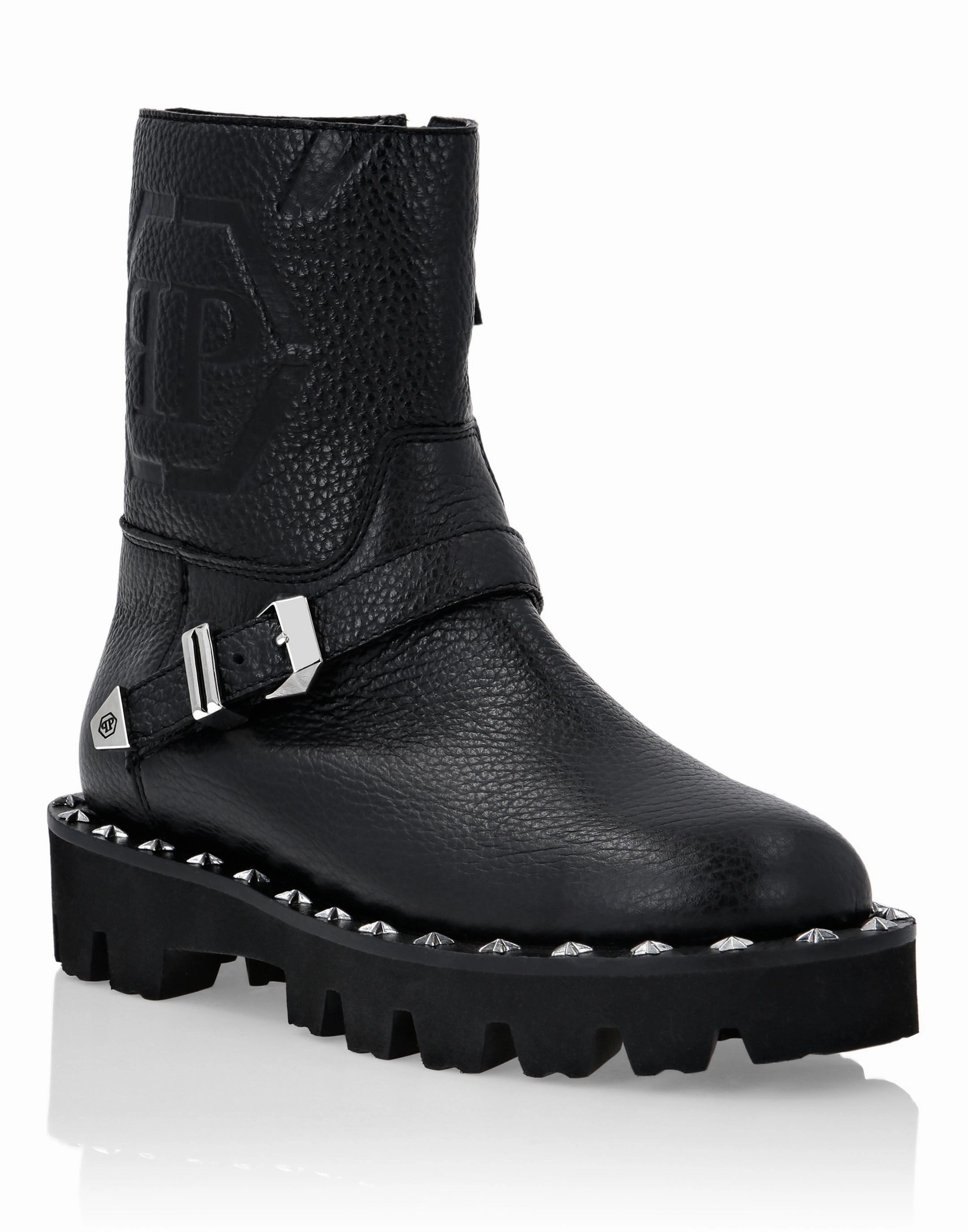 Leather Biker Boots Monogram Motion Friendly