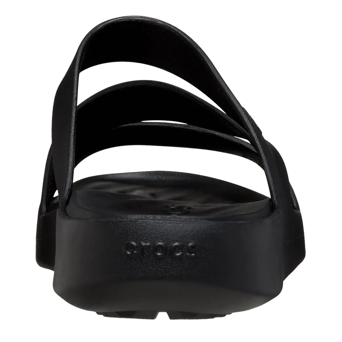 Crocs ciabatta sandalo Fuga Strappy da donna 209587-001 nero Date Soft Low Profile Footbed Design