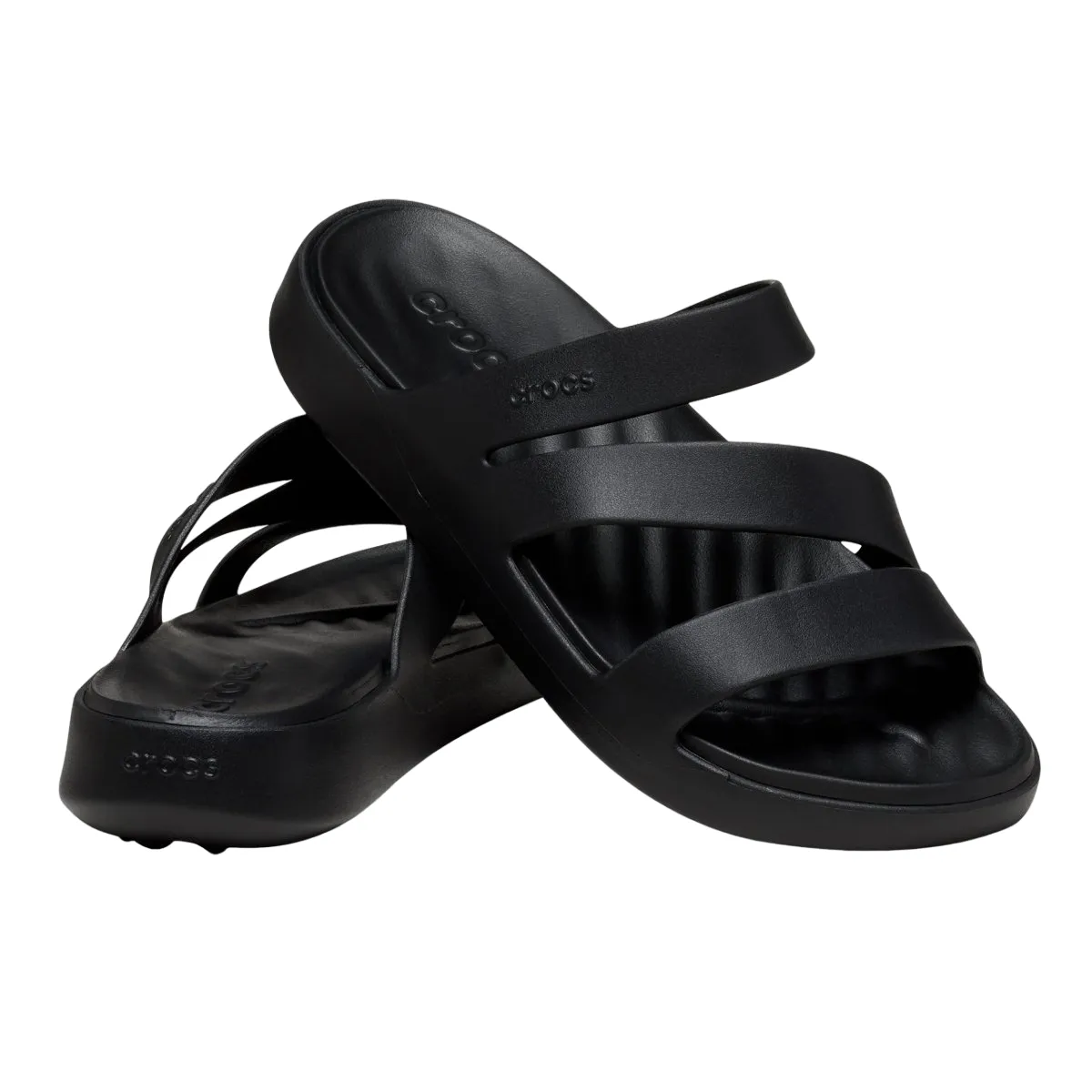 Crocs ciabatta sandalo Fuga Strappy da donna 209587-001 nero Non-Slip Sole Buckle Detail