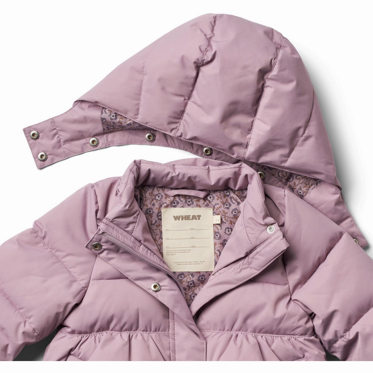 Flexible Fiber Fill Heat Retention Lining Wheat Soft Lilac Puffer Jacket Karla