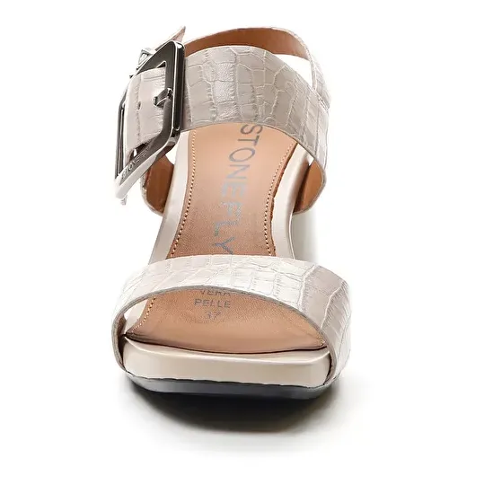 Soft Straps Stonefly sandalo casual con tacco da donna Jenny 2 Cocco Embossed LTH 216057 246 grigio