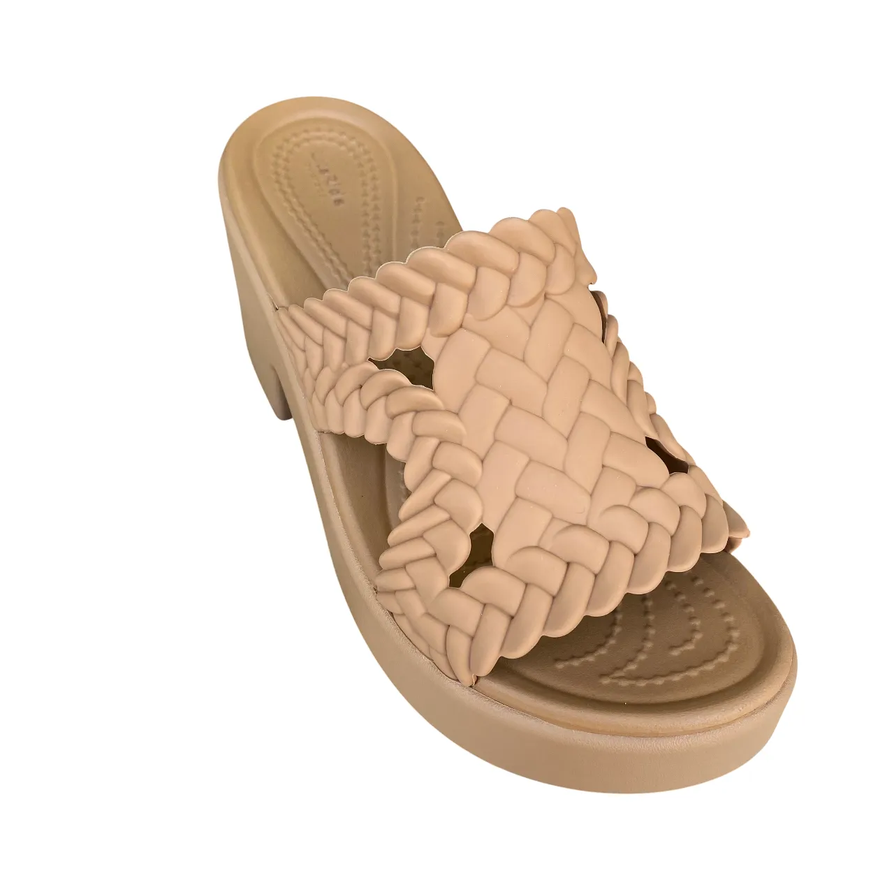 Crocs sandalo da donna con tacco Brooklyn Woven Slide 209979-2EY seppia Good Grip Outdoor Flats