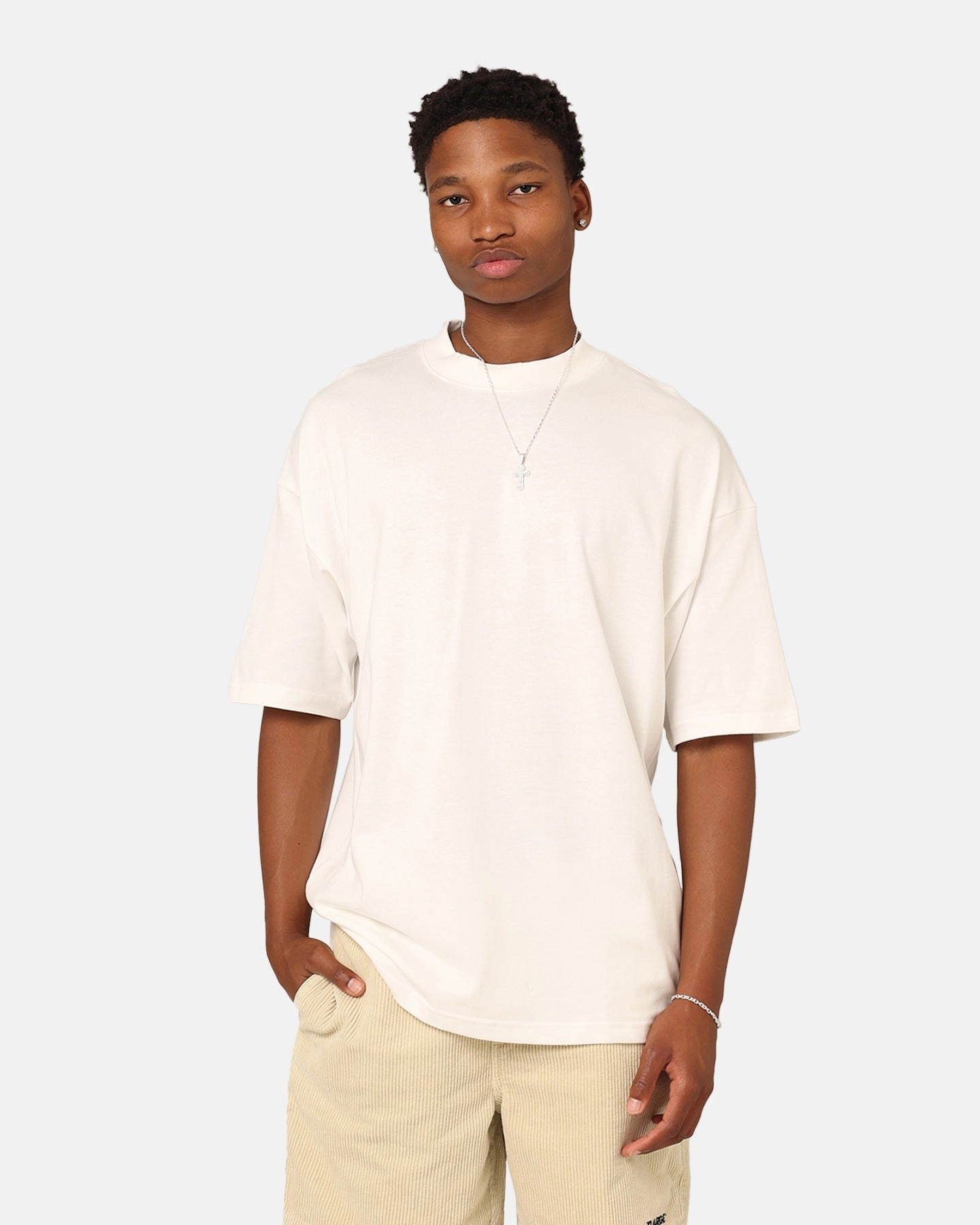 Culture Kings Oversized Blank T-Shirt Off White WrinkleResistant