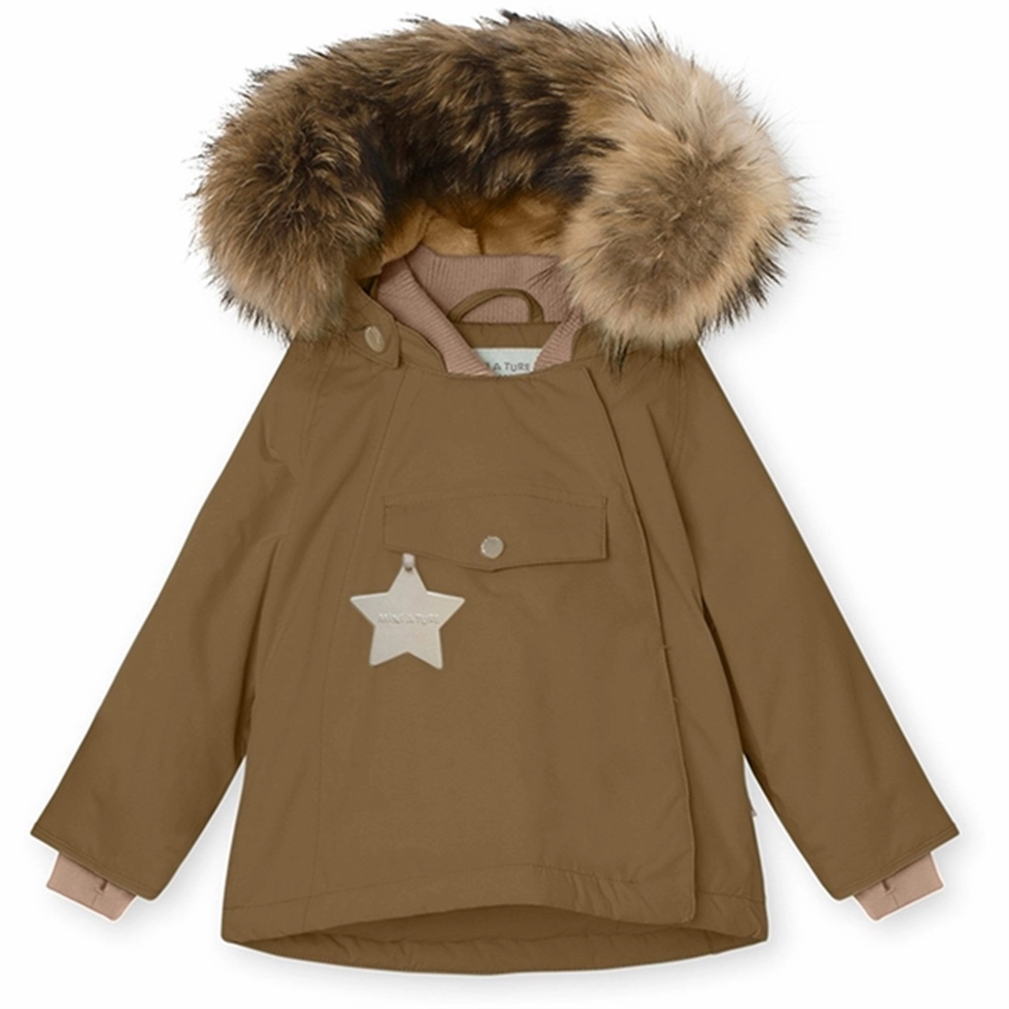 MINI A TURE Wang Fleece Fur Winter Jacket Wood Reflective details